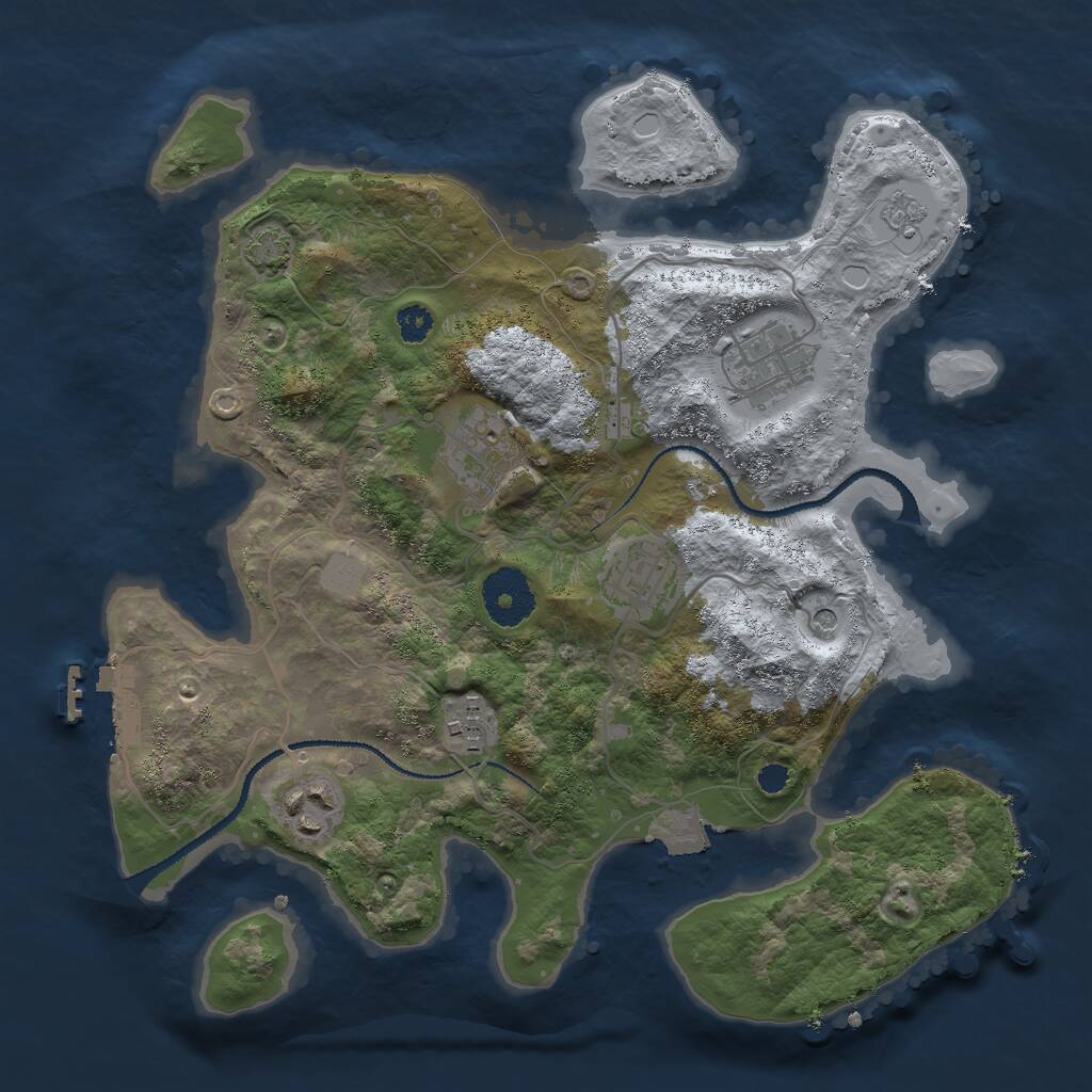 Rust Map: Procedural Map, Size: 3000, Seed: 684491172, 10 Monuments