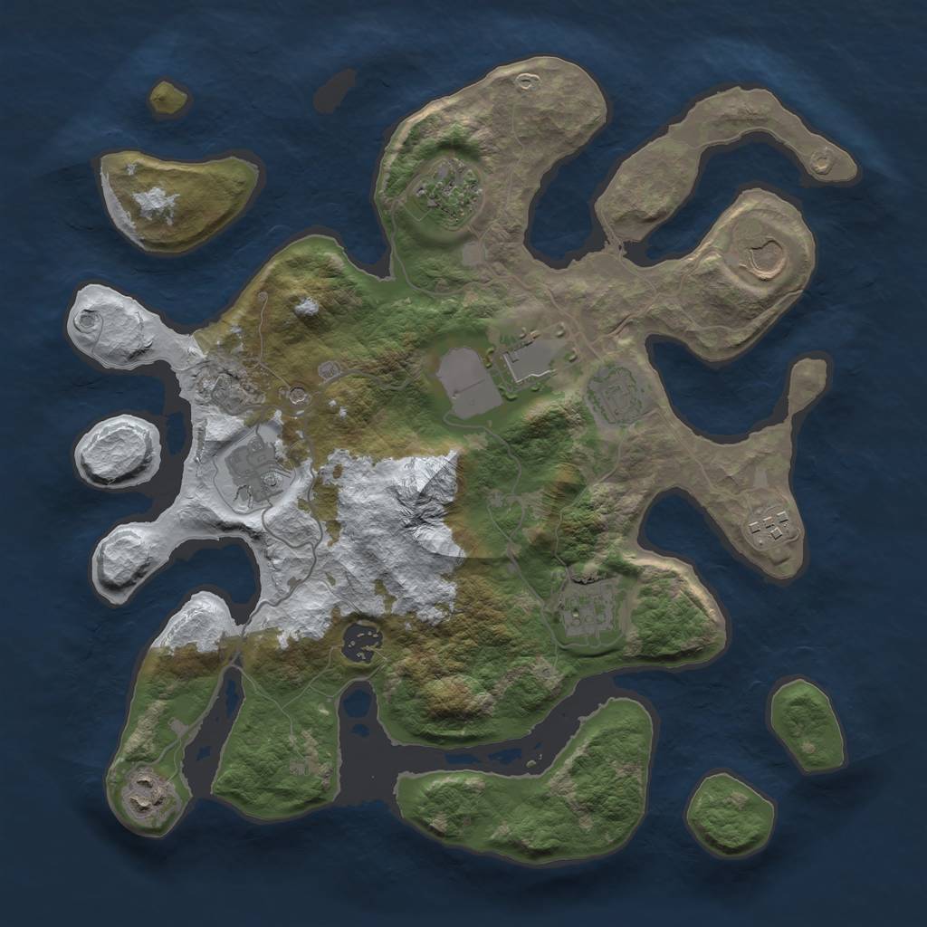 Rust Map: Barren, Size: 3500, Seed: 406735, 12 Monuments
