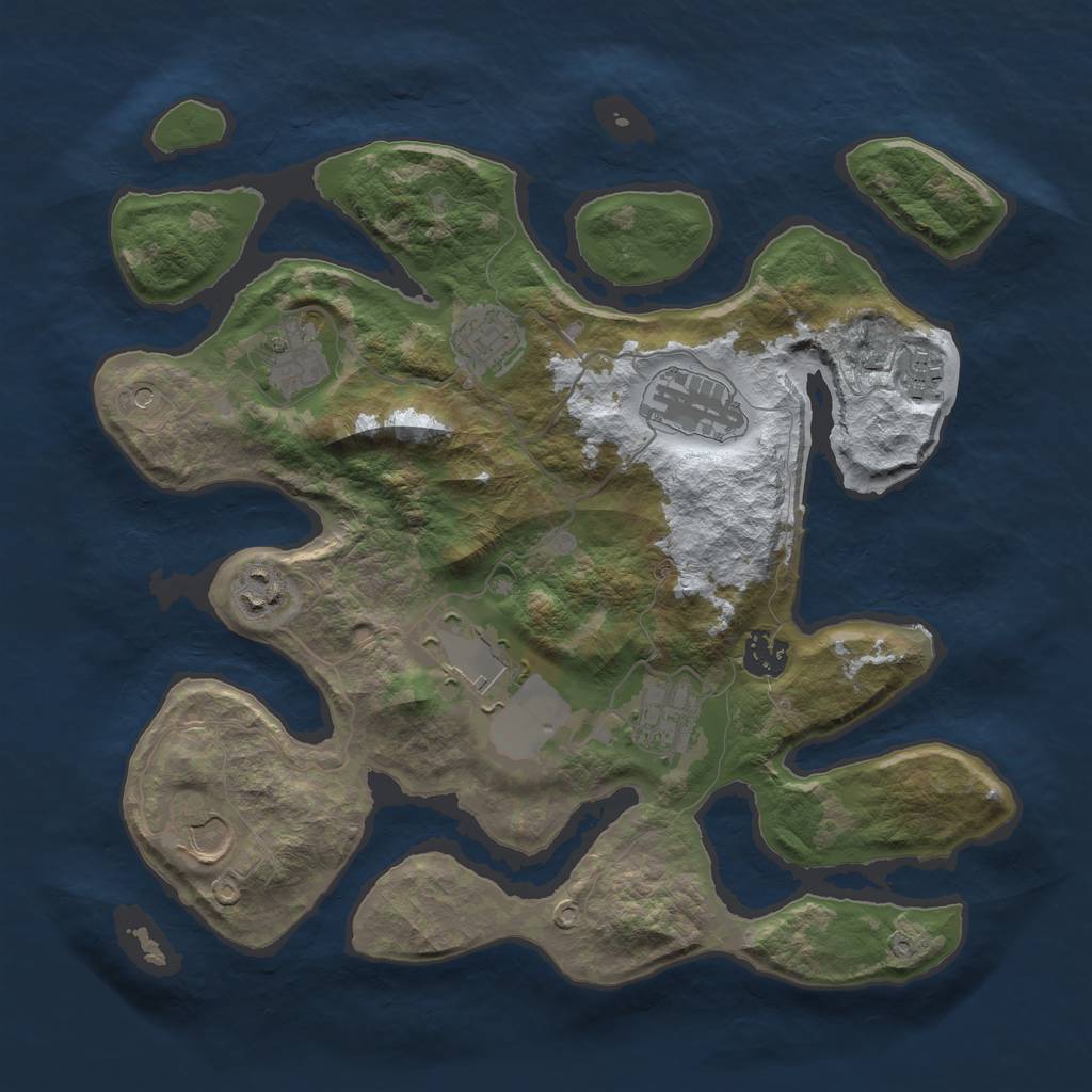 Rust Map: Barren, Size: 3500, Seed: 659990, 12 Monuments