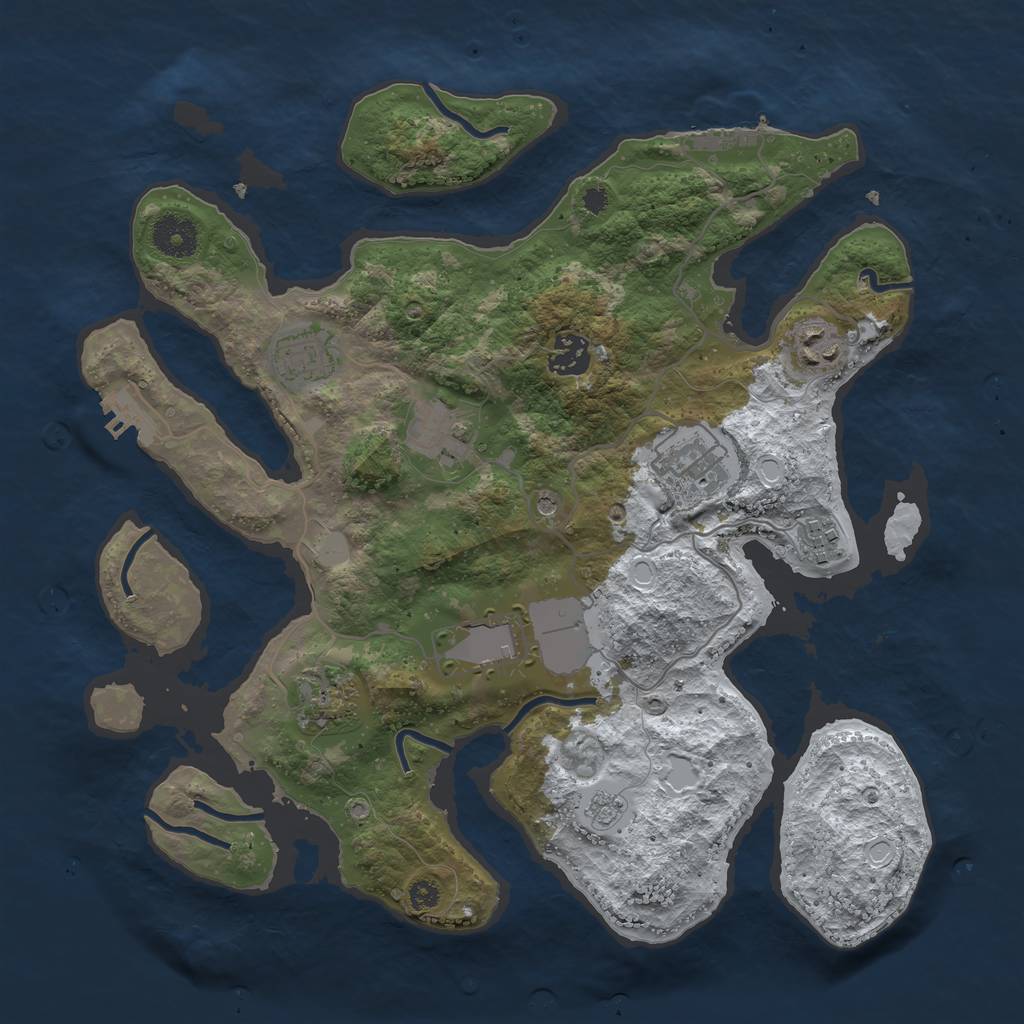Rust Map: Procedural Map, Size: 3500, Seed: 3665530, 17 Monuments