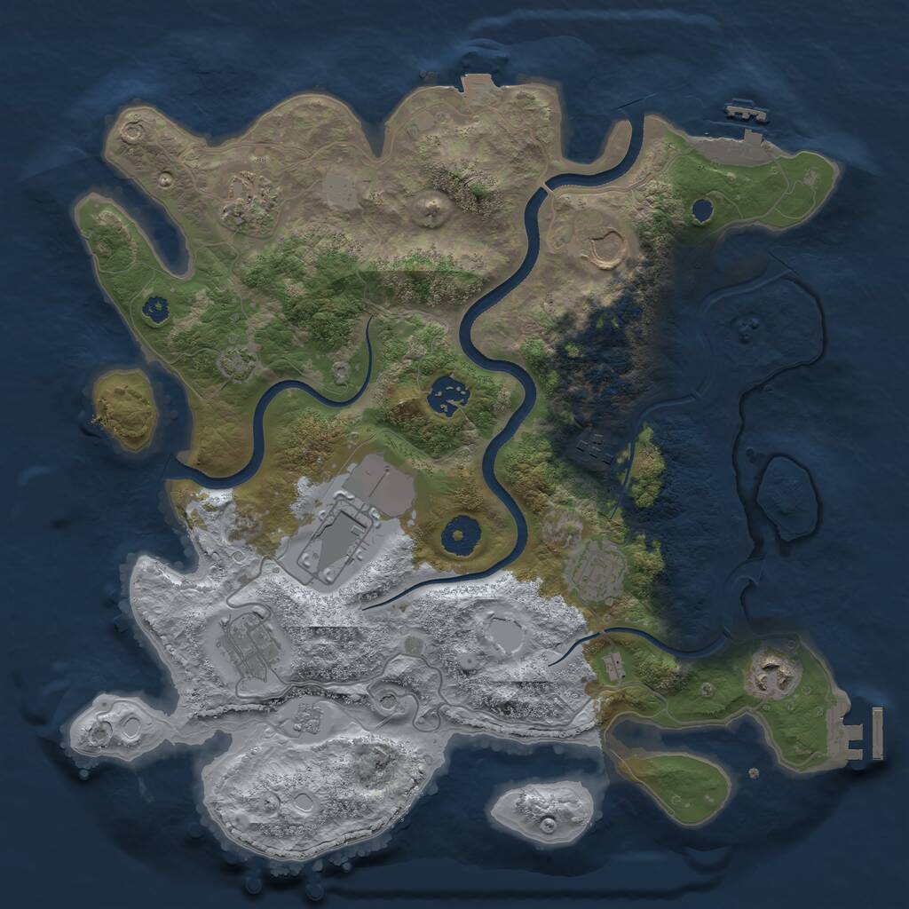 Rust Map: Procedural Map, Size: 3500, Seed: 5558492, 14 Monuments