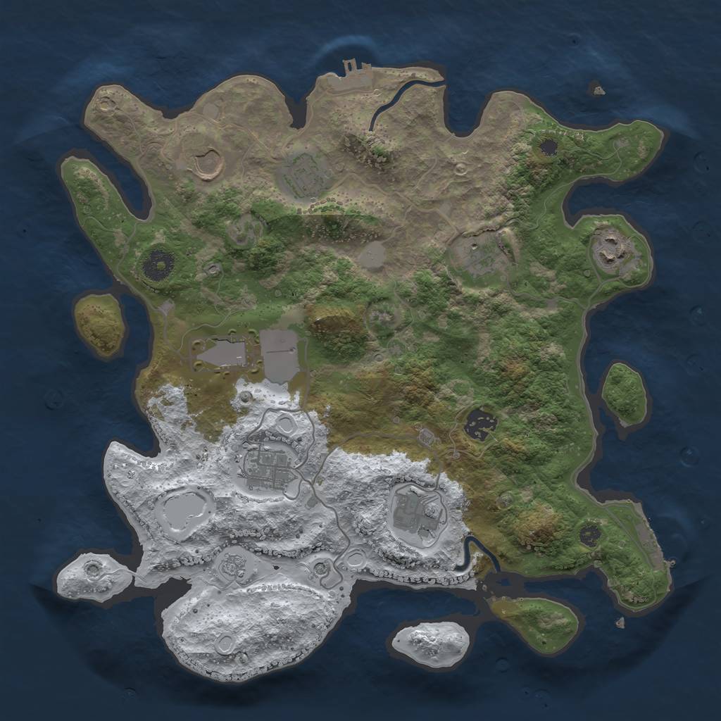 Rust Map: Procedural Map, Size: 3500, Seed: 5558492, 17 Monuments