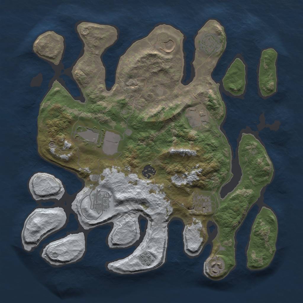 Rust Map: Barren, Size: 3500, Seed: 2005742, 12 Monuments