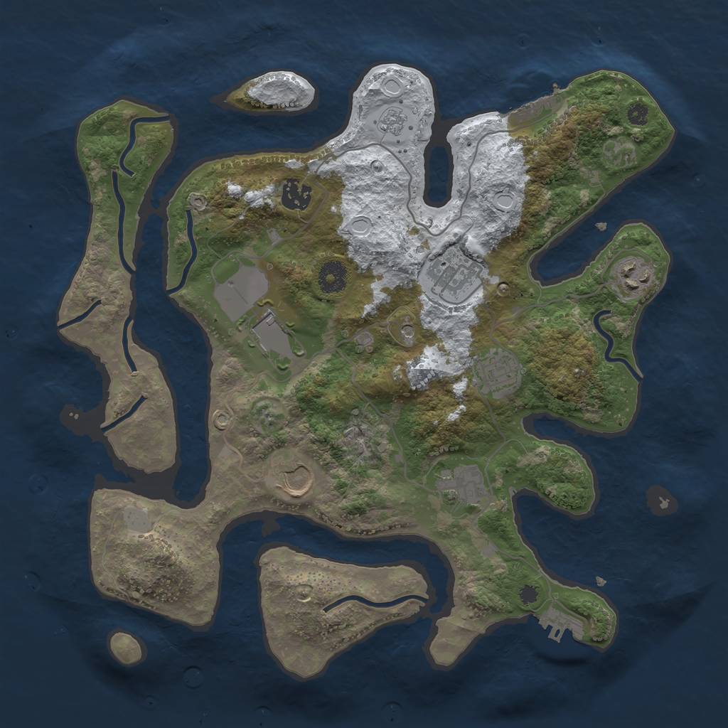 Rust Map: Procedural Map, Size: 3500, Seed: 3243184, 16 Monuments