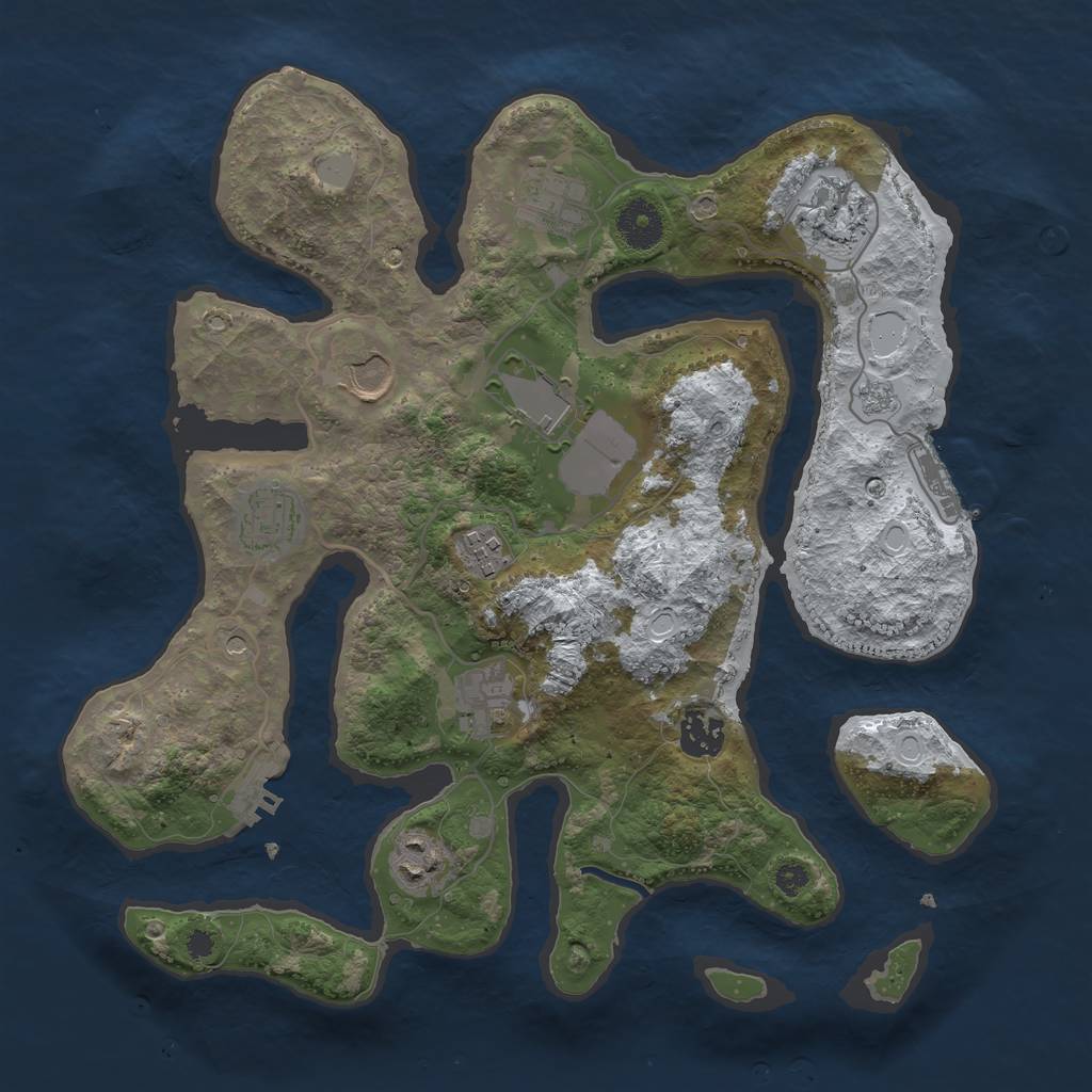 Rust Map: Procedural Map, Size: 3500, Seed: 6319901, 18 Monuments