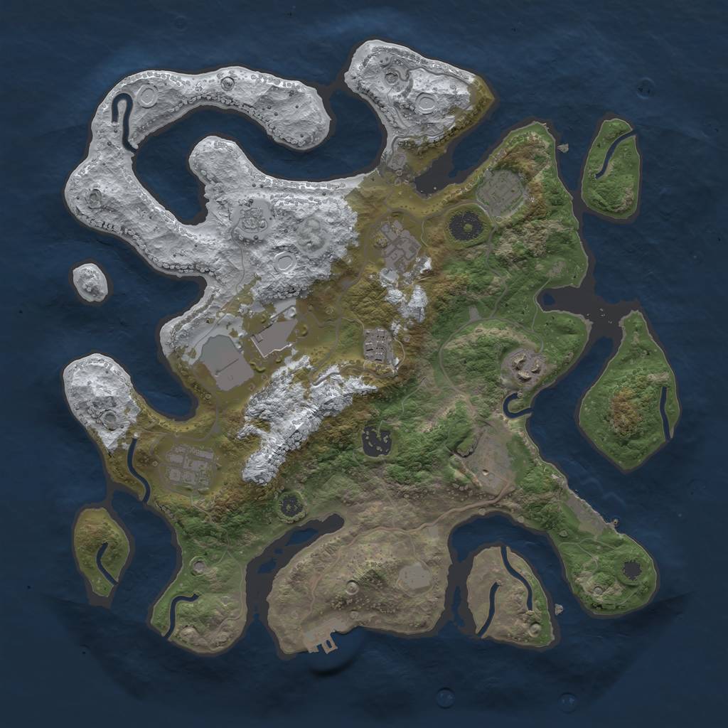 Rust Map: Procedural Map, Size: 3500, Seed: 3699422, 17 Monuments