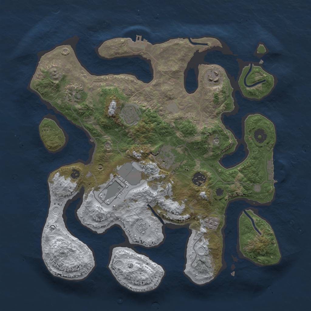 Rust Map: Procedural Map, Size: 3500, Seed: 3795467, 16 Monuments