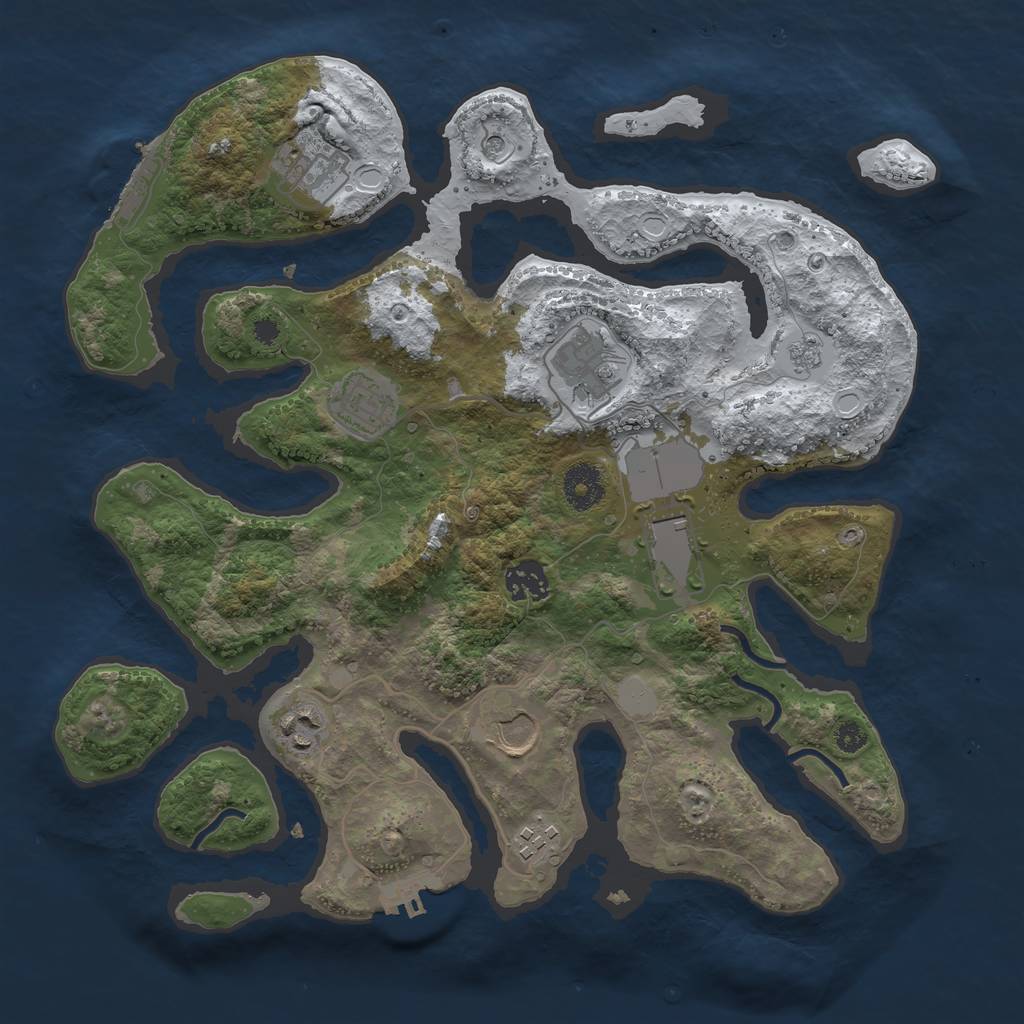 Rust Map: Procedural Map, Size: 3500, Seed: 668654, 17 Monuments