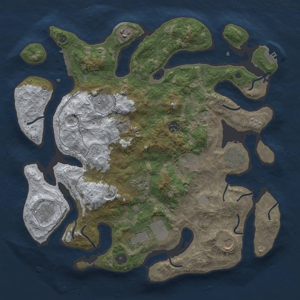 Rust Map: Procedural Map, Size: 4000, Seed: 6257007, 19 Monuments