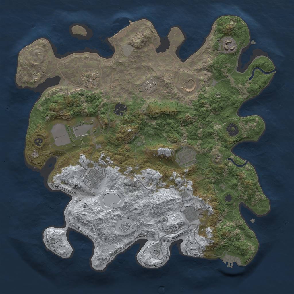 Rust Map: Procedural Map, Size: 3500, Seed: 2560157, 18 Monuments