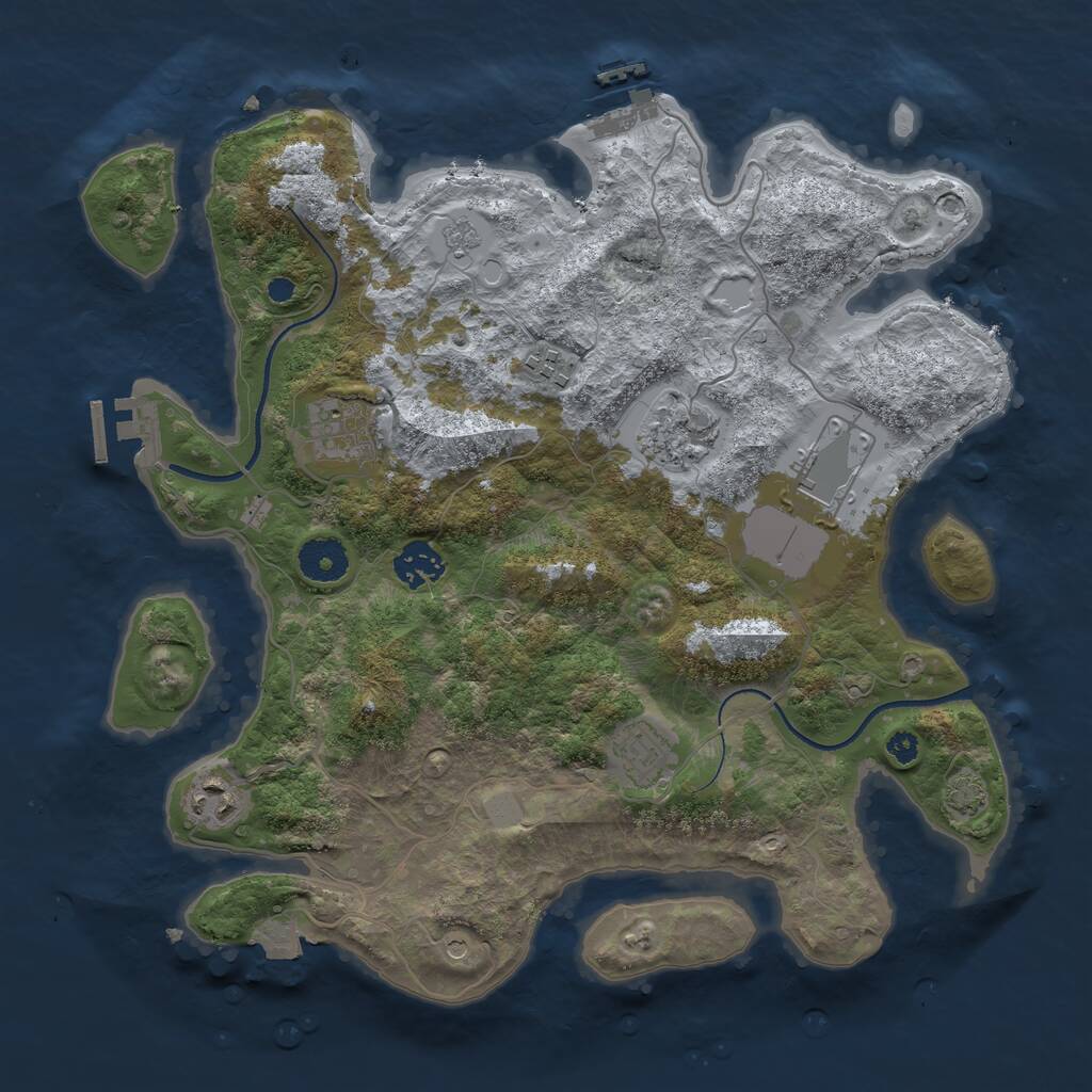Rust Map: Procedural Map, Size: 3500, Seed: 2167218, 13 Monuments