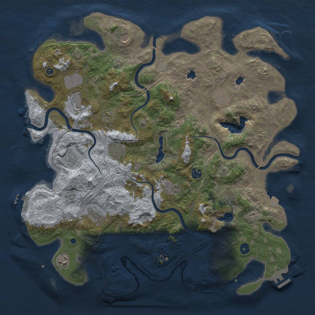 Rust Map: Procedural Map, Size: 4500, Seed: 122801203, 17 Monuments