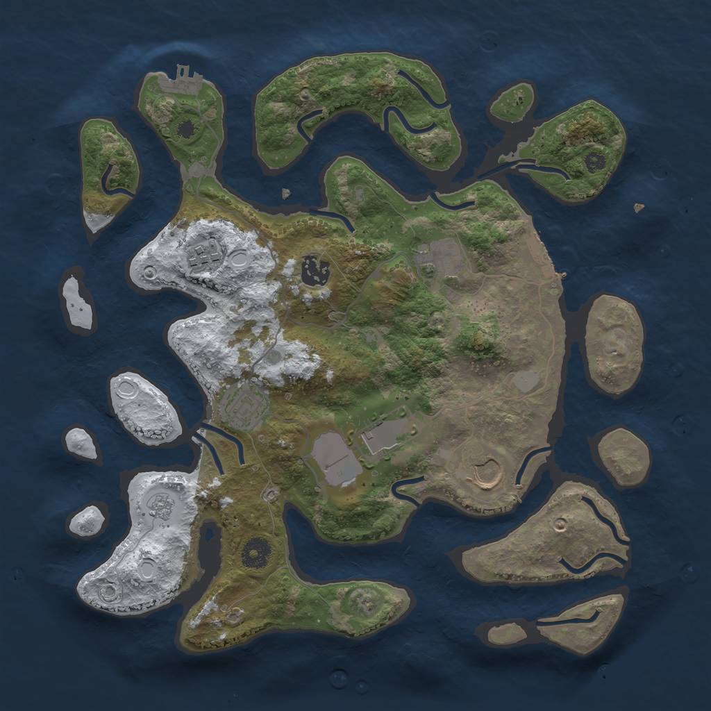 Rust Map: Procedural Map, Size: 3500, Seed: 33184, 14 Monuments