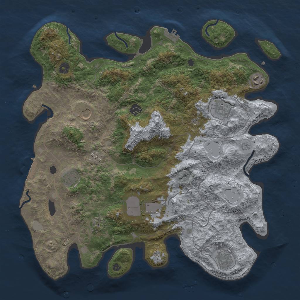 Rust Map: Procedural Map, Size: 4000, Seed: 416, 18 Monuments