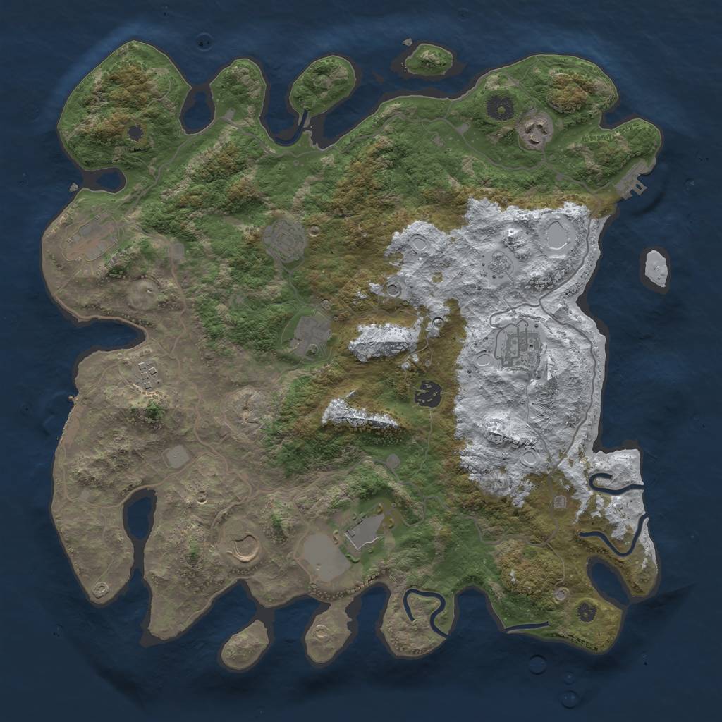 Rust Map: Procedural Map, Size: 4000, Seed: 1031343, 18 Monuments