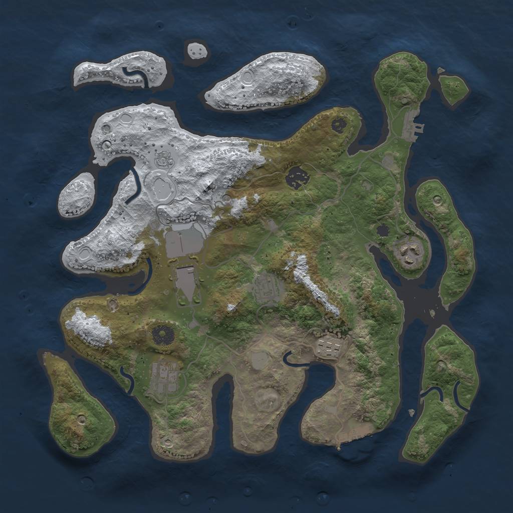 Rust Map: Procedural Map, Size: 3500, Seed: 3991828, 15 Monuments
