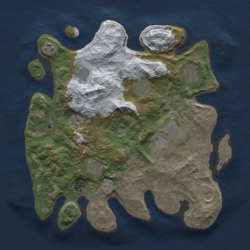 Rust Map: Barren, Size: 3500, Seed: 5994589, 12 Monuments