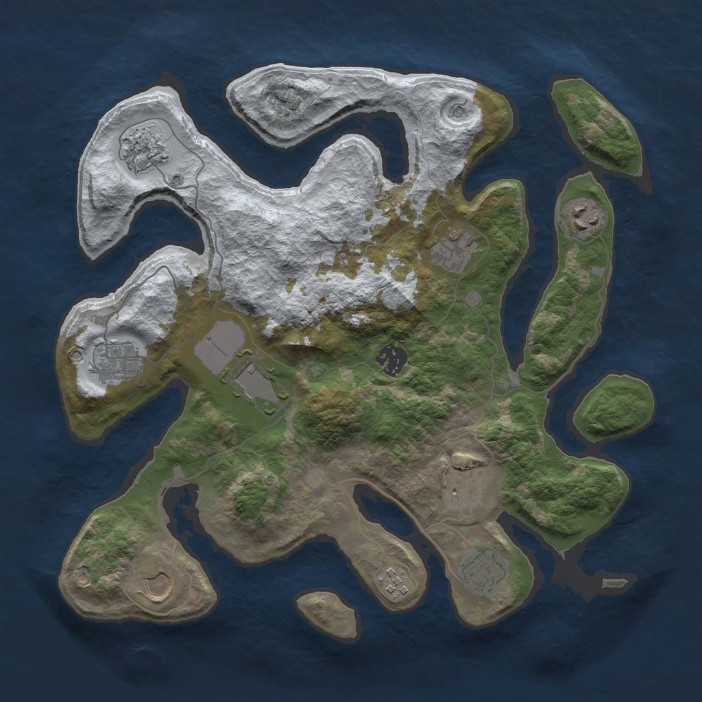 Rust Map: Barren, Size: 3500, Seed: 590415, 13 Monuments