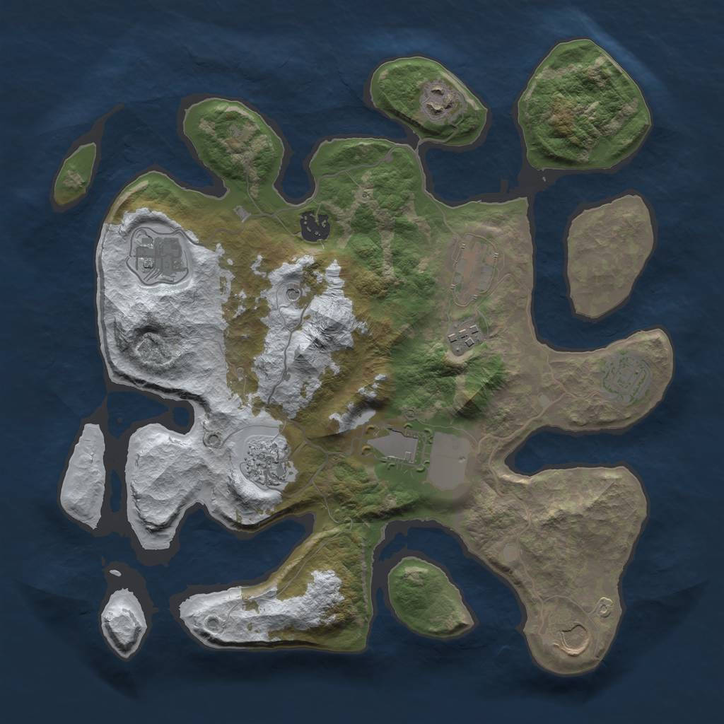 Rust Map: Barren, Size: 3500, Seed: 338205, 12 Monuments