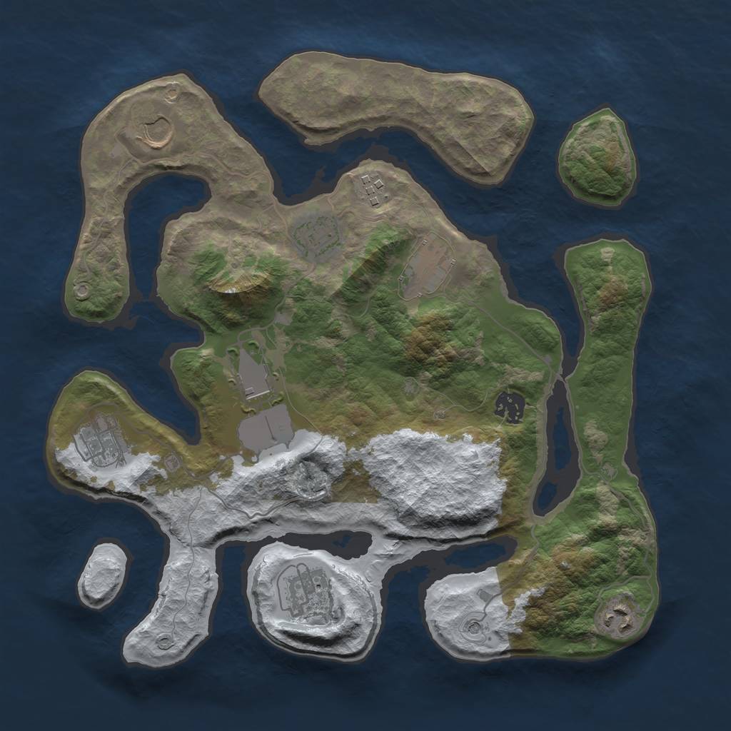 Rust Map: Barren, Size: 3500, Seed: 2417022, 12 Monuments