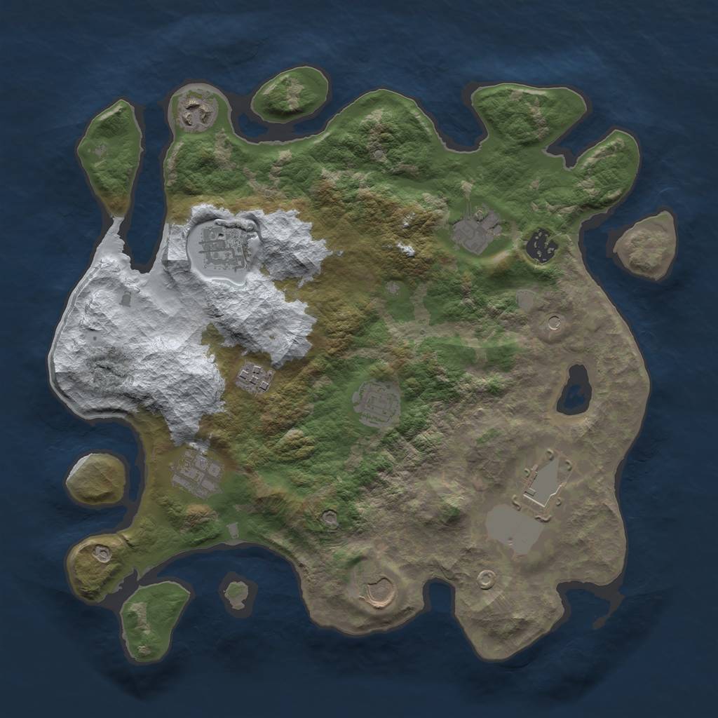 Rust Map: Barren, Size: 3500, Seed: 2150107, 12 Monuments