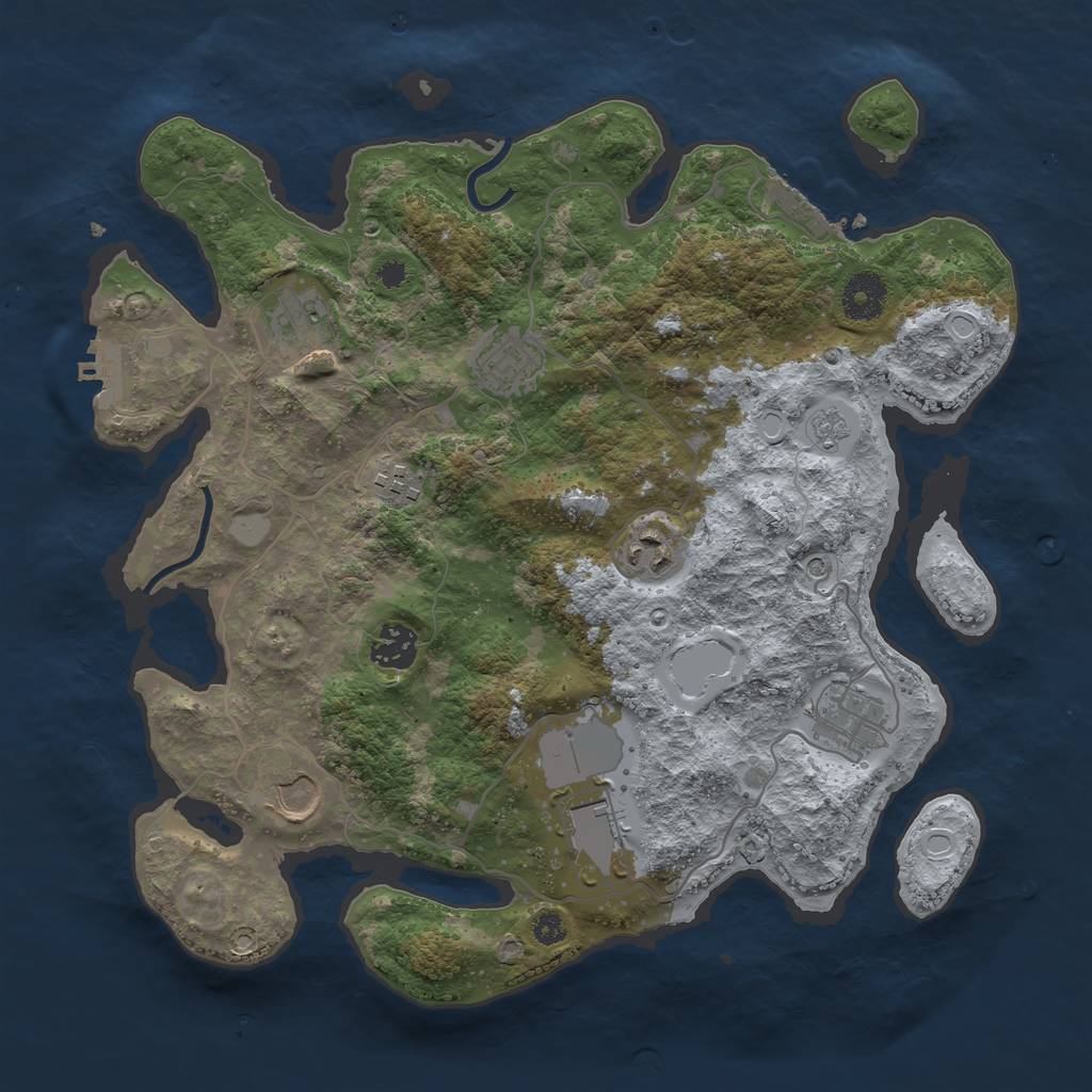 Rust Map: Procedural Map, Size: 3500, Seed: 2805191, 17 Monuments