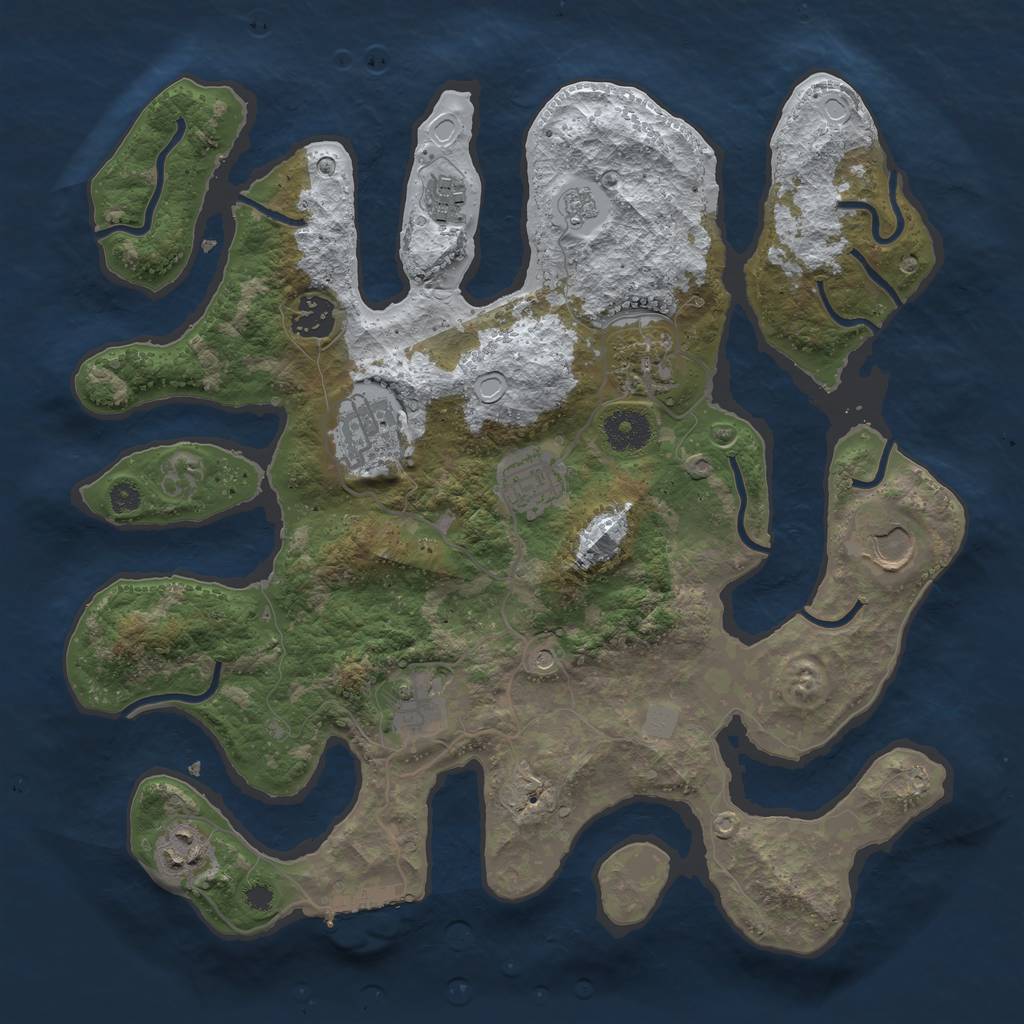 Rust Map: Procedural Map, Size: 3500, Seed: 4105853, 16 Monuments