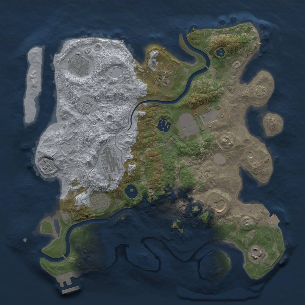 Rust Map: Procedural Map, Size: 3500, Seed: 5624159, 14 Monuments
