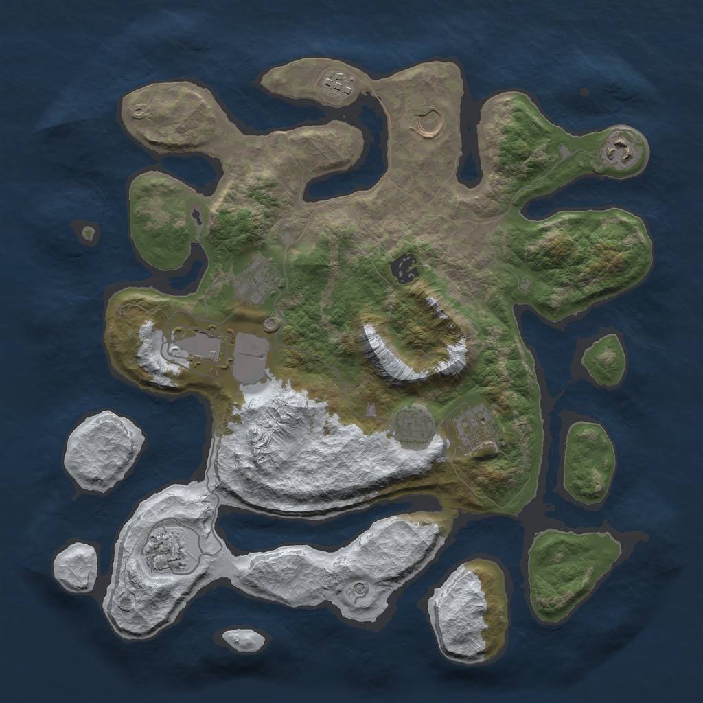 Rust Map: Barren, Size: 3700, Seed: 213218934, 12 Monuments