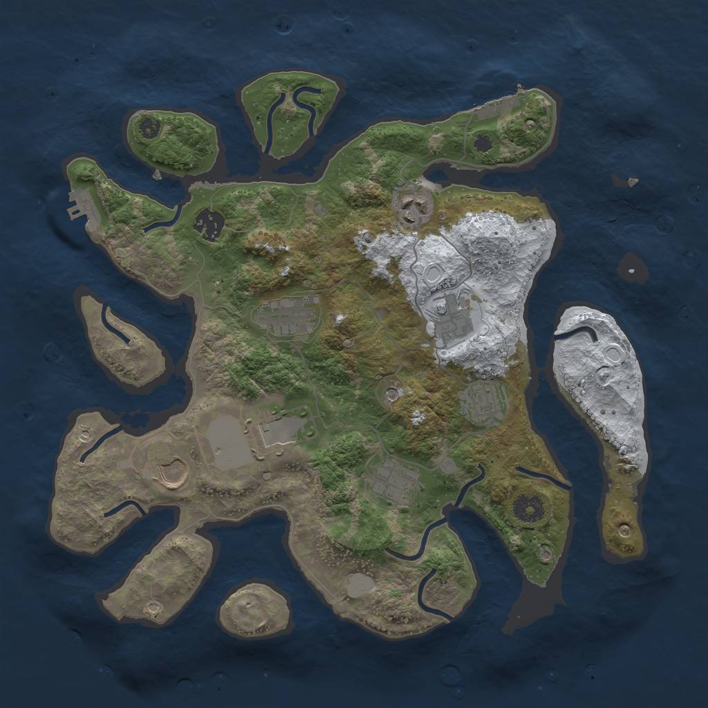 Rust Map: Procedural Map, Size: 3500, Seed: 6308827, 16 Monuments