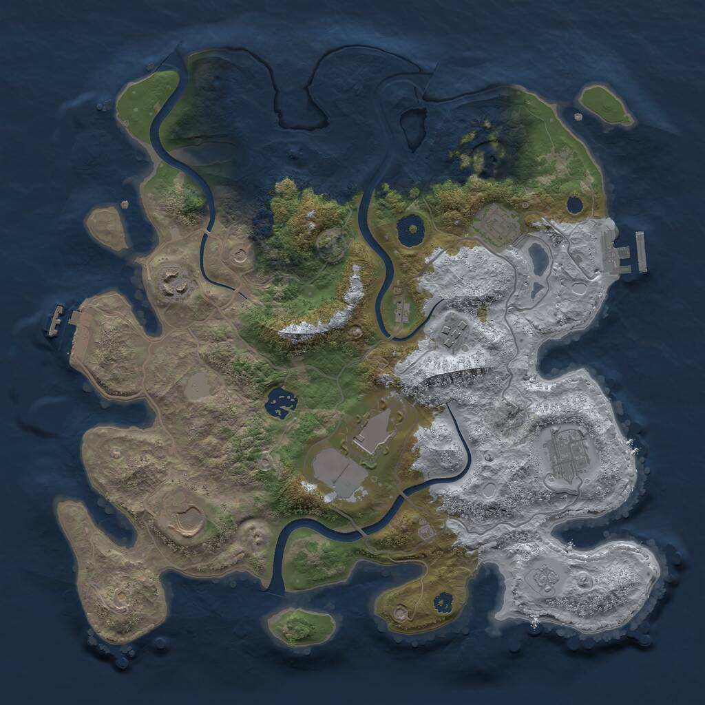 Rust Map: Procedural Map, Size: 3500, Seed: 3120517, 13 Monuments