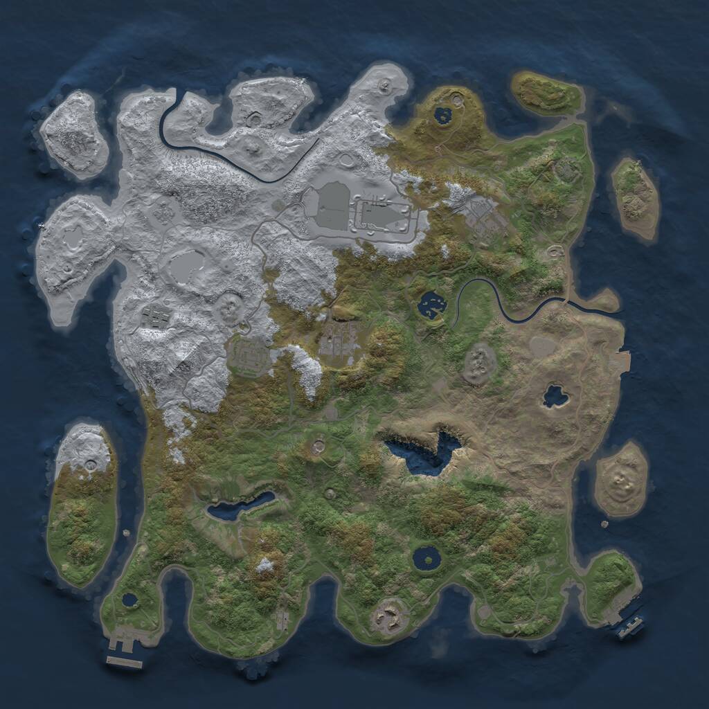 Rust Map: Procedural Map, Size: 4000, Seed: 3310439, 13 Monuments
