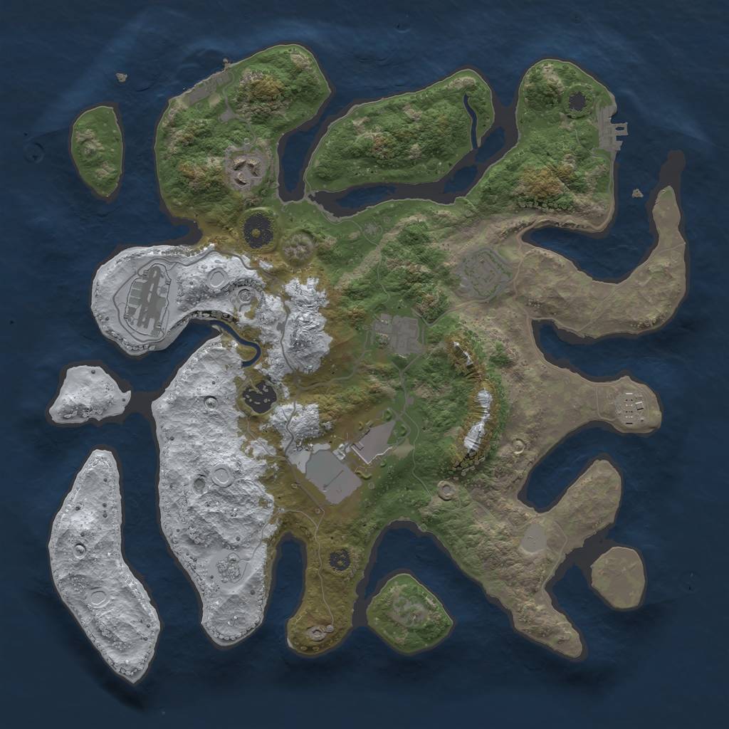 Rust Map: Procedural Map, Size: 3500, Seed: 5465261, 16 Monuments
