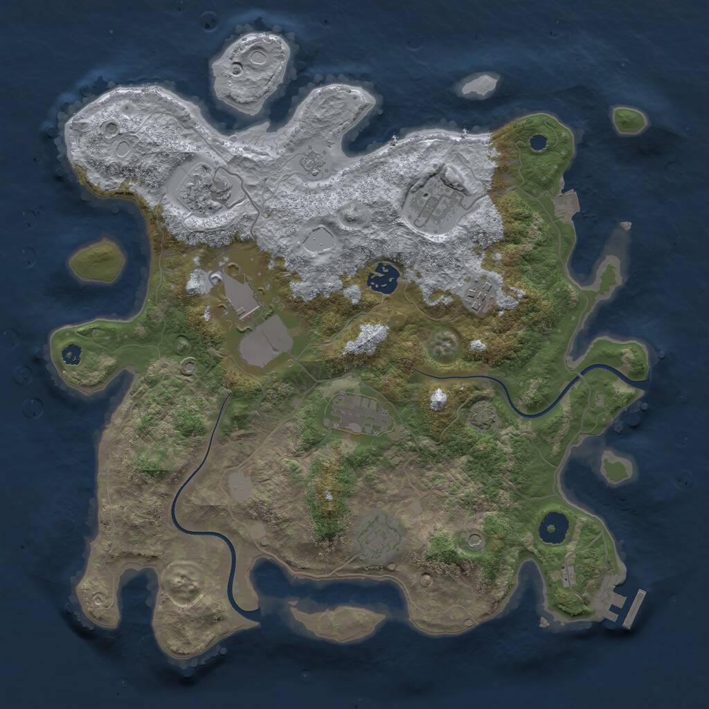 Rust Map: Procedural Map, Size: 3500, Seed: 6152370, 12 Monuments