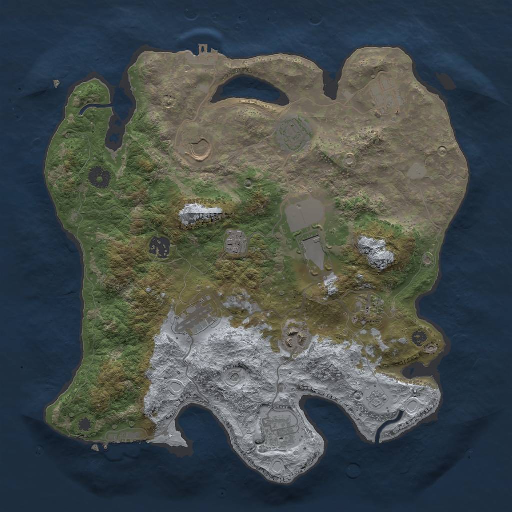 Rust Map: Procedural Map, Size: 3500, Seed: 3886562, 19 Monuments
