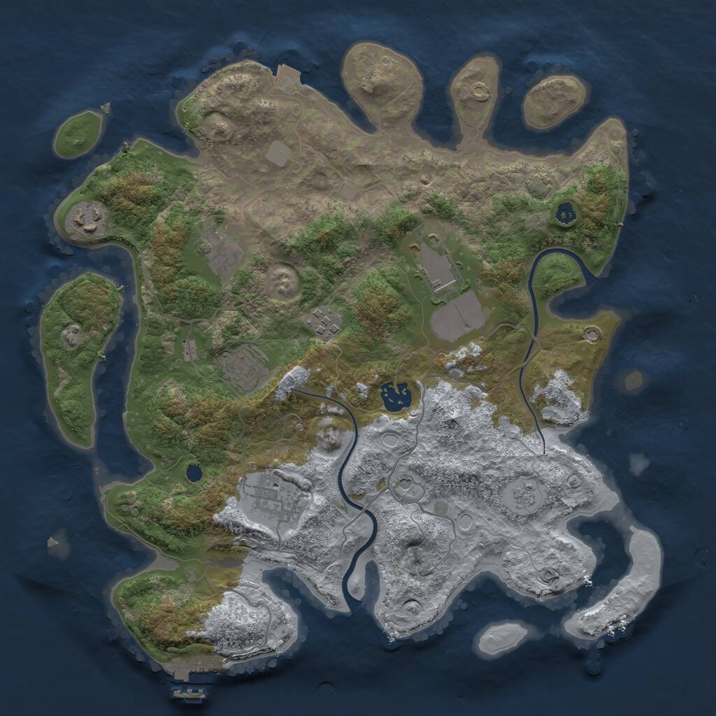 Rust Map: Procedural Map, Size: 3500, Seed: 3277064, 12 Monuments