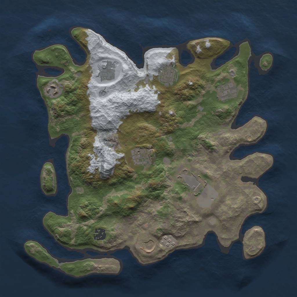Rust Map: Barren, Size: 3500, Seed: 5409941, 12 Monuments