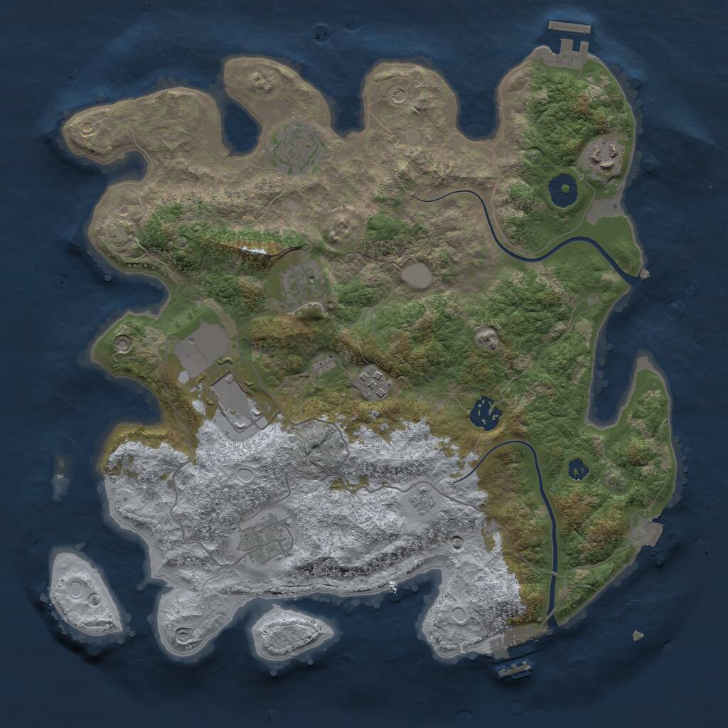 Rust Map: Procedural Map, Size: 3500, Seed: 2751375, 13 Monuments