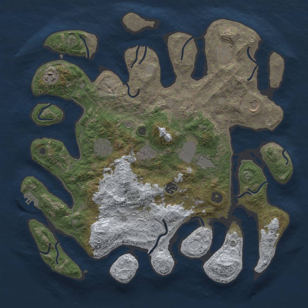 Rust Map: Procedural Map, Size: 4000, Seed: 3448790, 17 Monuments