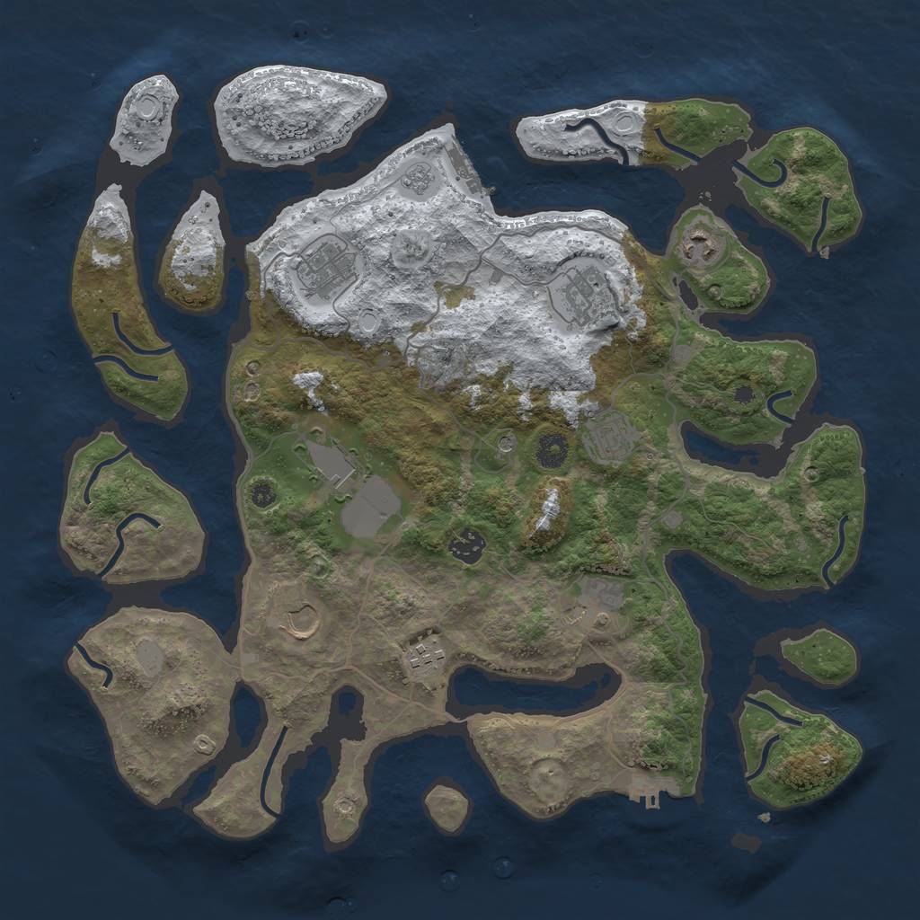 Rust Map: Procedural Map, Size: 4000, Seed: 6176571, 18 Monuments