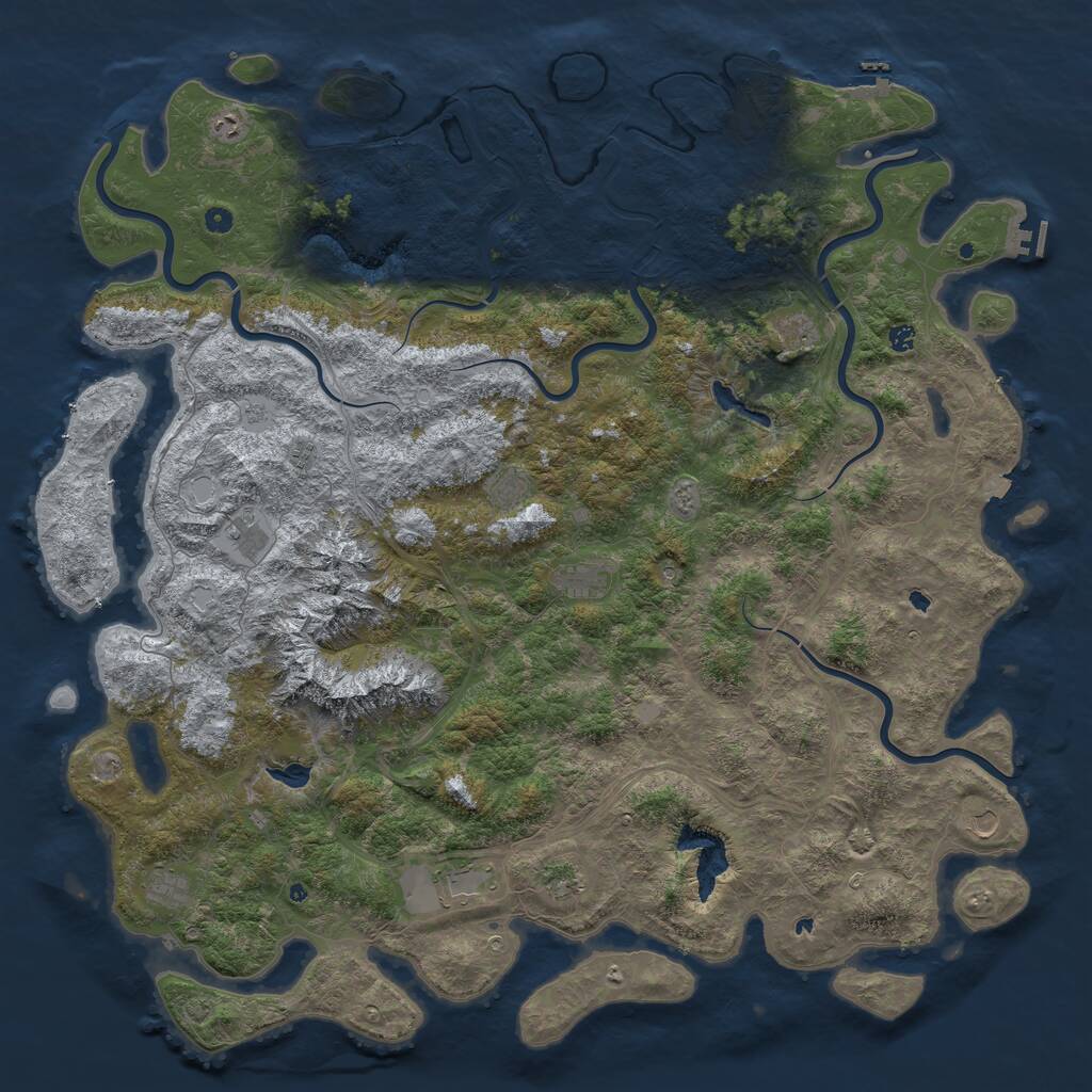 Rust Map: Procedural Map, Size: 6000, Seed: 572673633, 17 Monuments