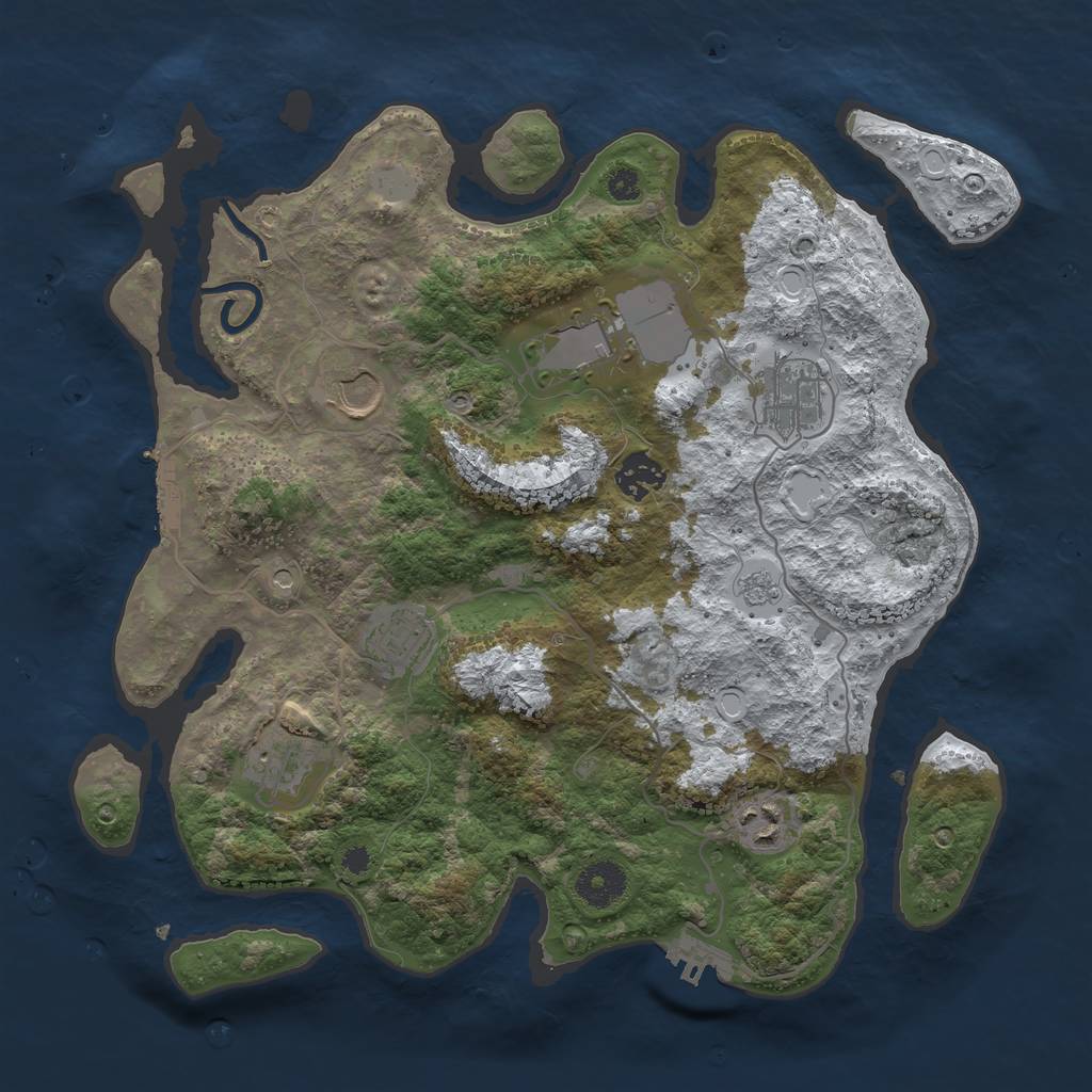 Rust Map: Procedural Map, Size: 3500, Seed: 1362481, 16 Monuments