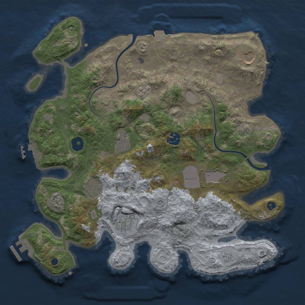 Rust Map: Procedural Map, Size: 3500, Seed: 803079, 13 Monuments