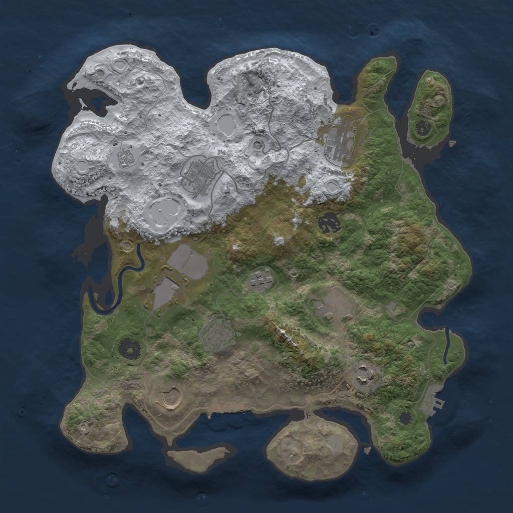 Rust Map: Procedural Map, Size: 3500, Seed: 974003, 18 Monuments