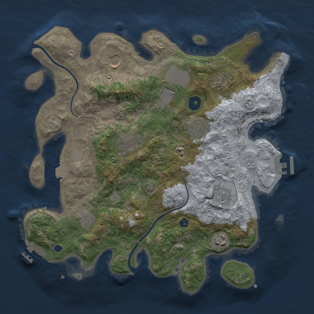 Rust Map: Procedural Map, Size: 3500, Seed: 3602484, 13 Monuments