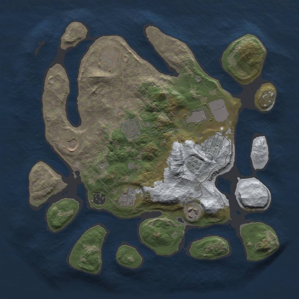 Rust Map: Barren, Size: 3500, Seed: 2199142, 12 Monuments