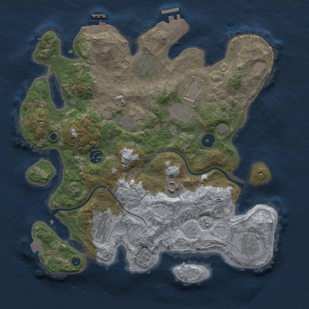 Rust Map: Procedural Map, Size: 3500, Seed: 884205, 14 Monuments