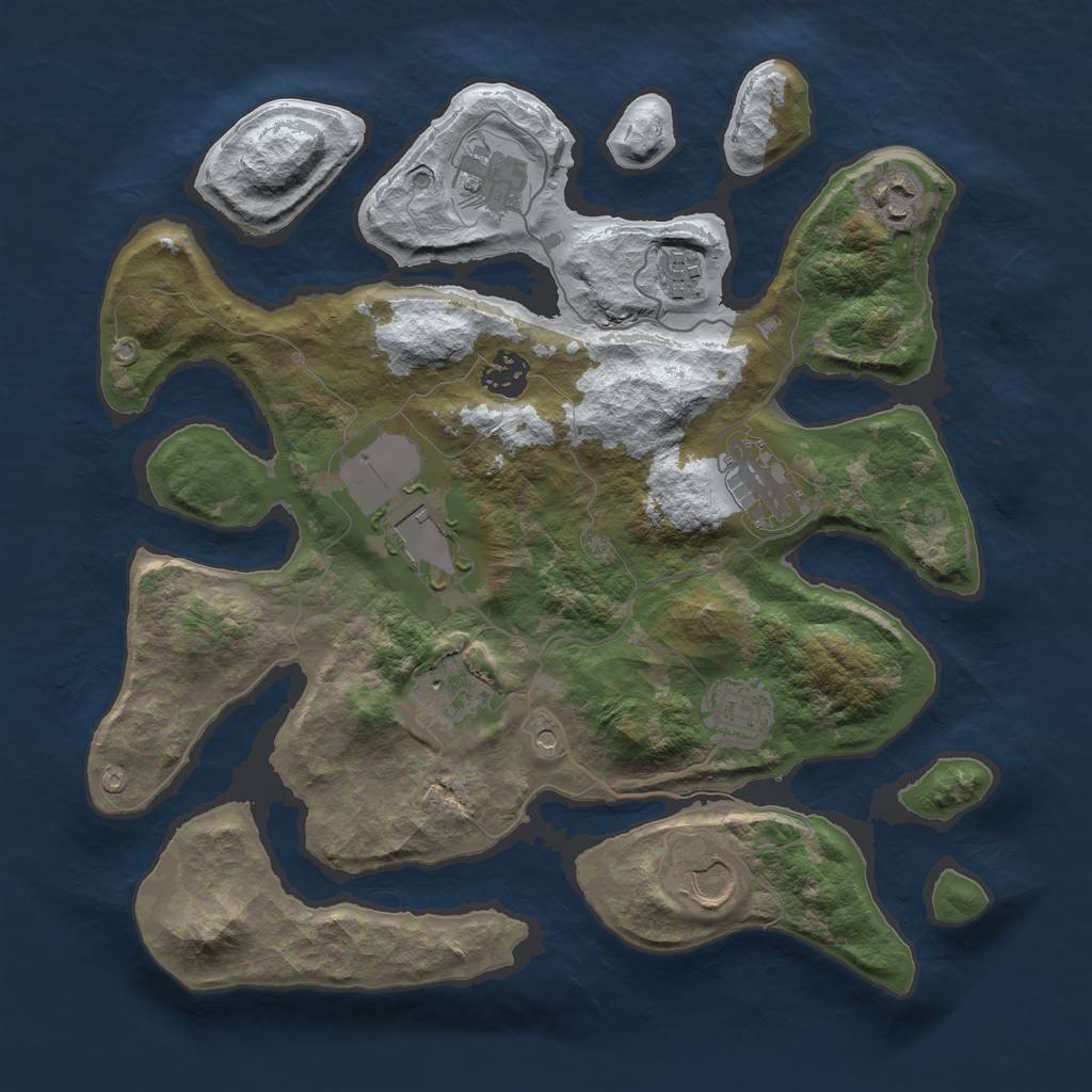 Rust Map: Barren, Size: 3500, Seed: 1220123, 12 Monuments