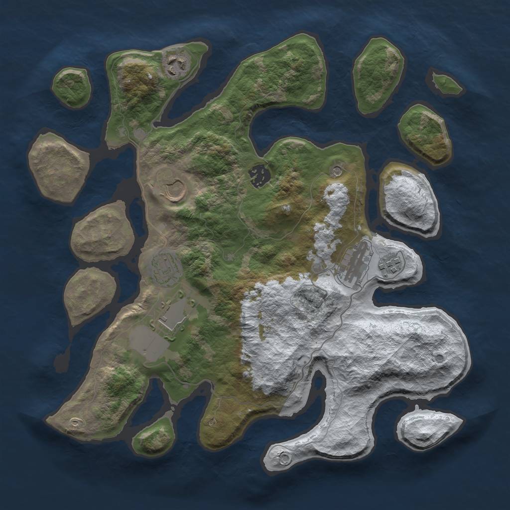 Rust Map: Barren, Size: 3500, Seed: 2635103, 10 Monuments