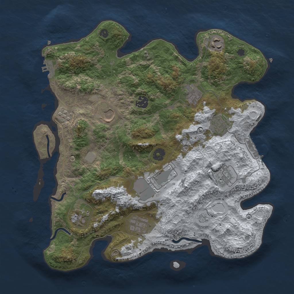Rust Map: Procedural Map, Size: 3500, Seed: 2901717, 19 Monuments